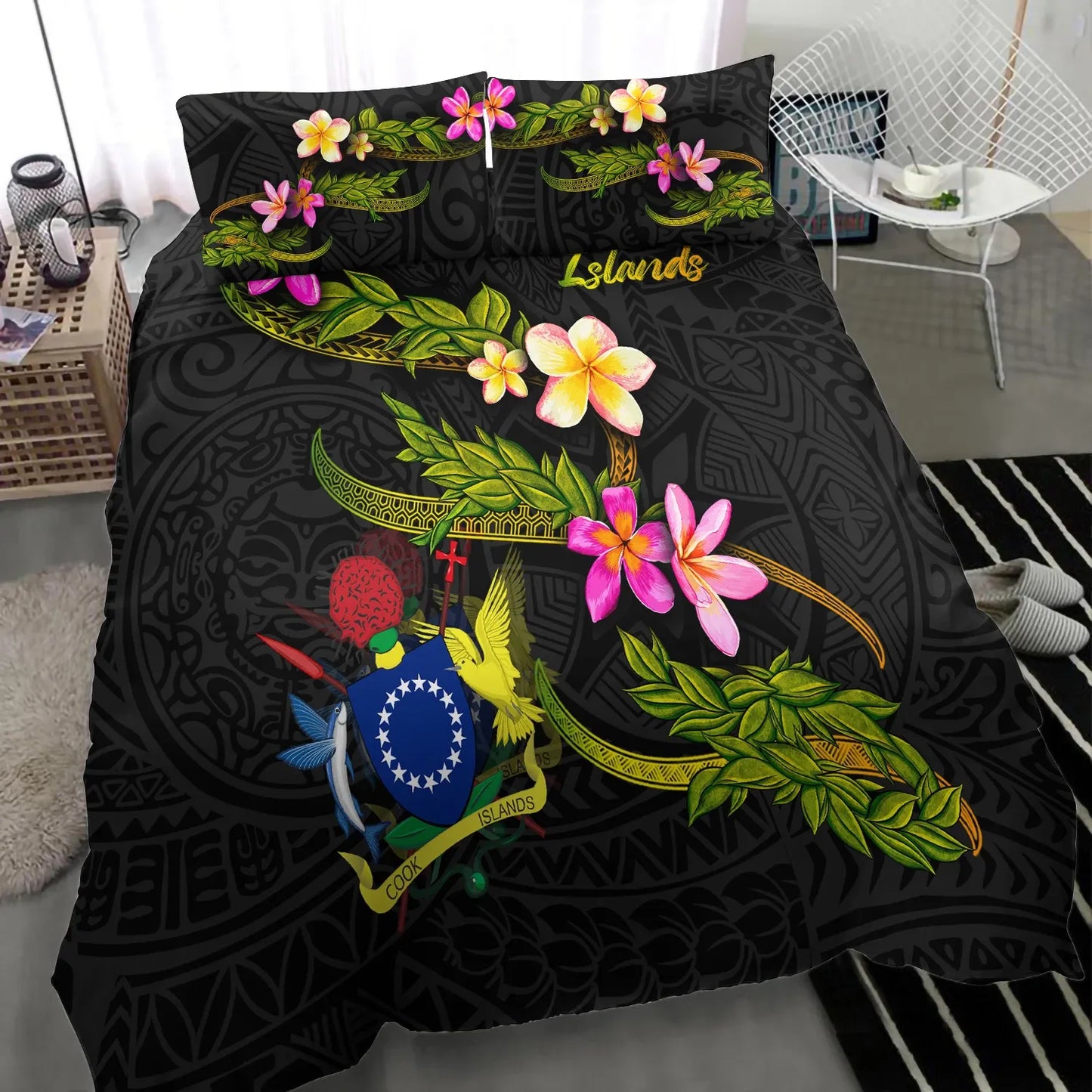 Cook Islands Polynesian Bedding Set - Plumeria Tribal