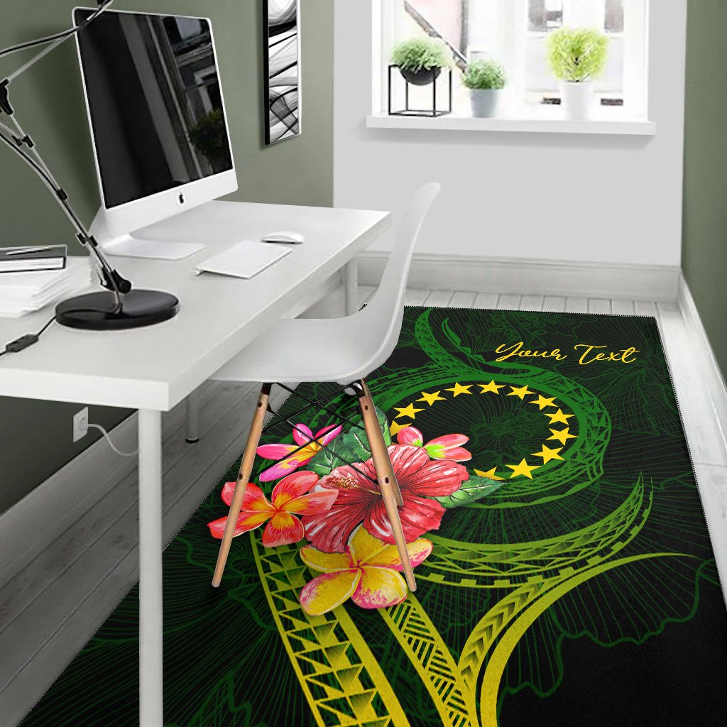 Cook Islands Polynesian Custom Personalised Area Rug - Floral With Seal Flag Color