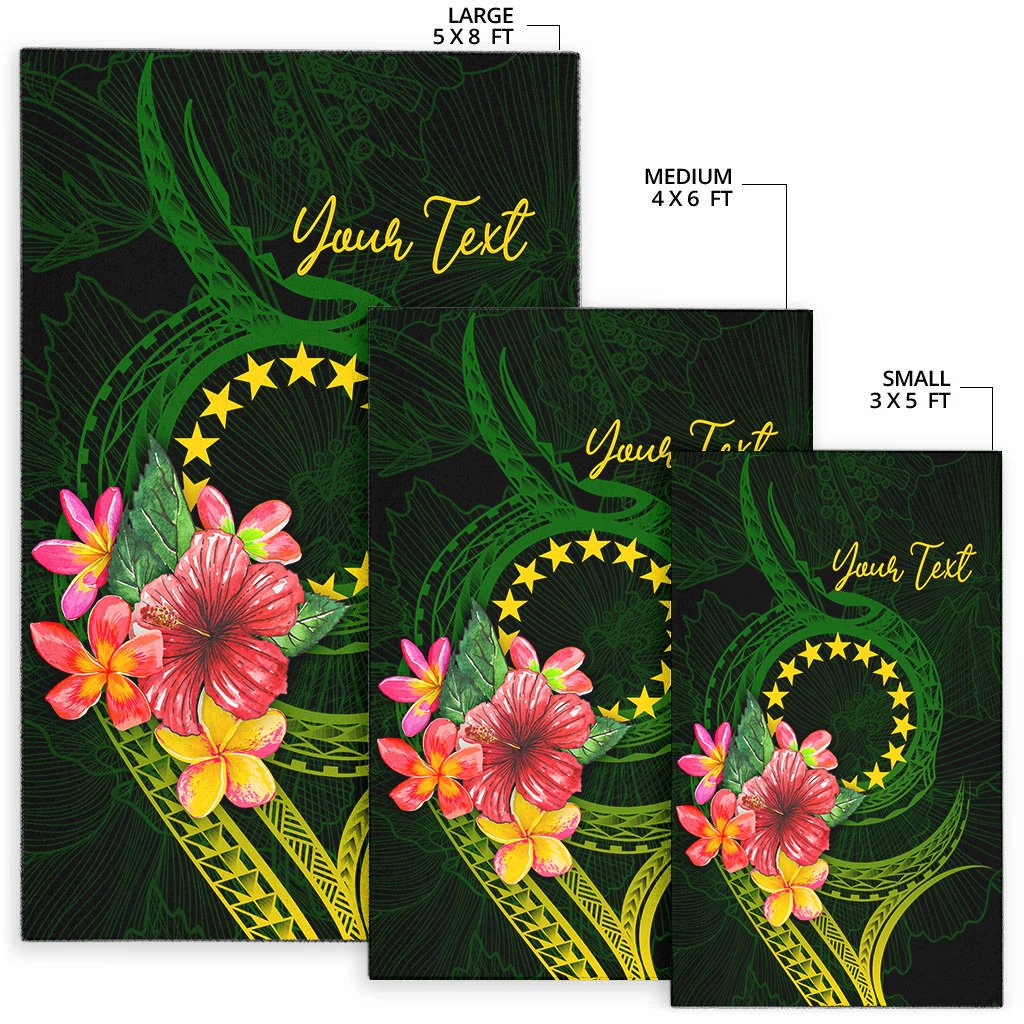 Cook Islands Polynesian Custom Personalised Area Rug - Floral With Seal Flag Color