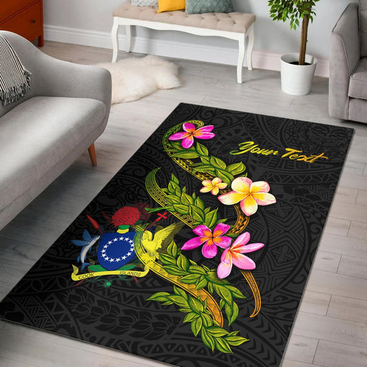 Cook Islandss Polynesian Custom Personalised Area Rug - Plumeria Tribal