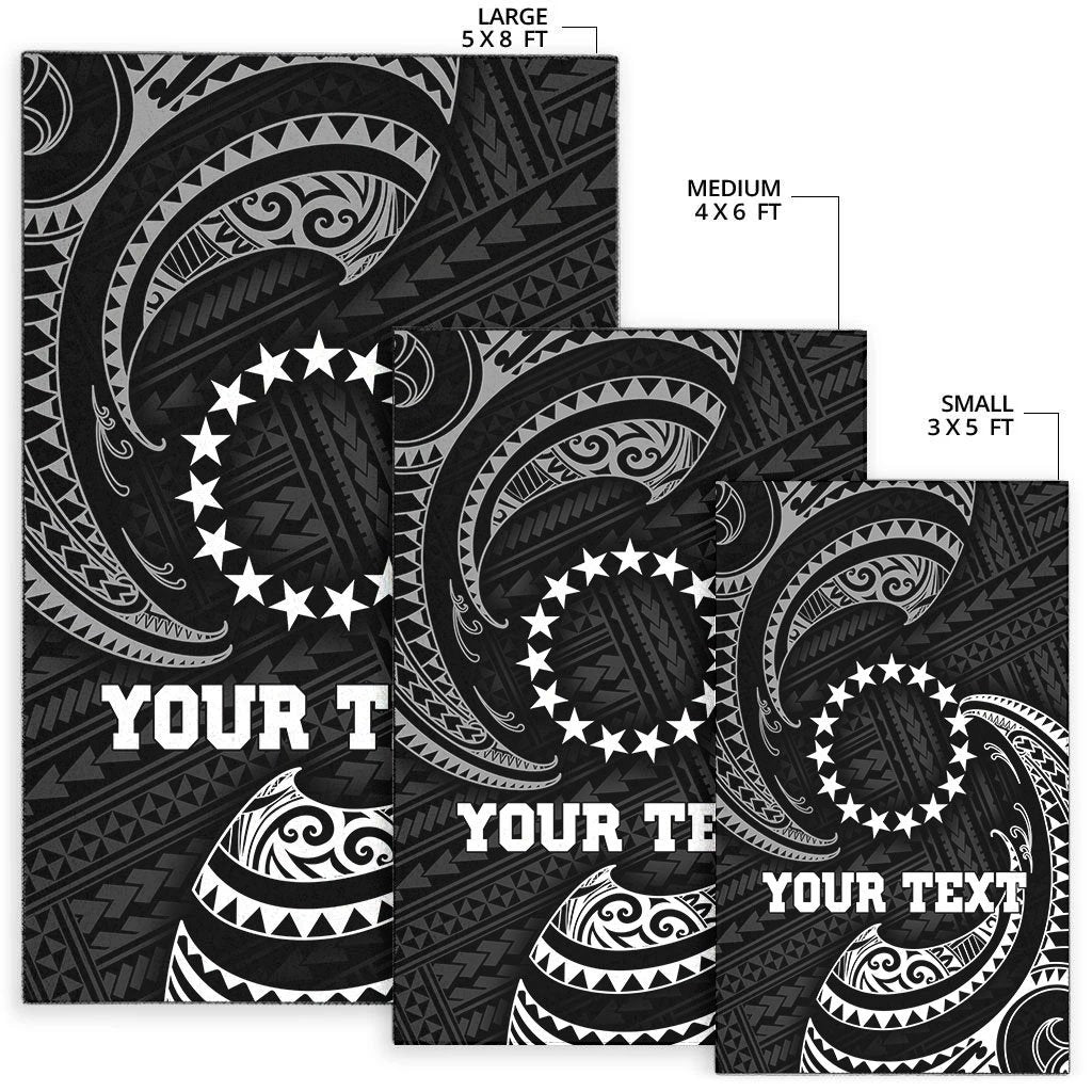 Cook Islandss Polynesian Custom Personalised Area Rug - White Tribal Wave
