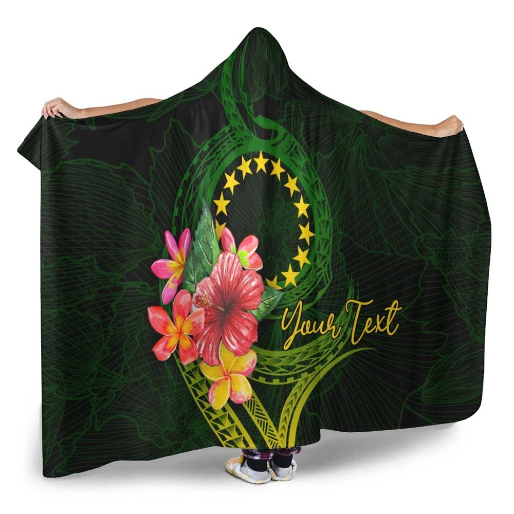 Cook Islands Polynesian Custom Personalised Hooded Blanket - Floral With Seal Flag Color