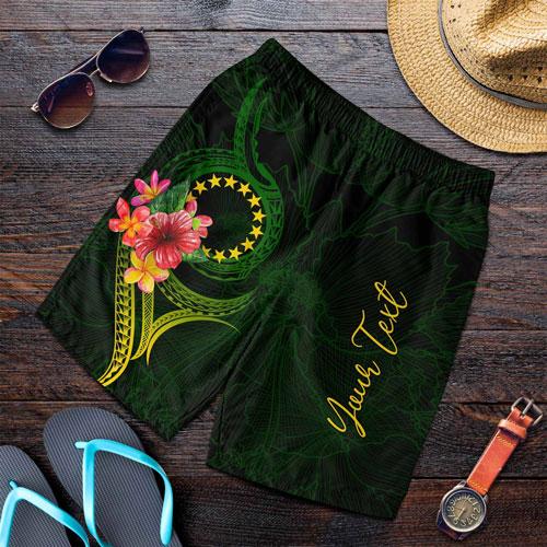 Cook Islands Polynesian Custom Personalised Men Short - Floral With Seal Flag Color