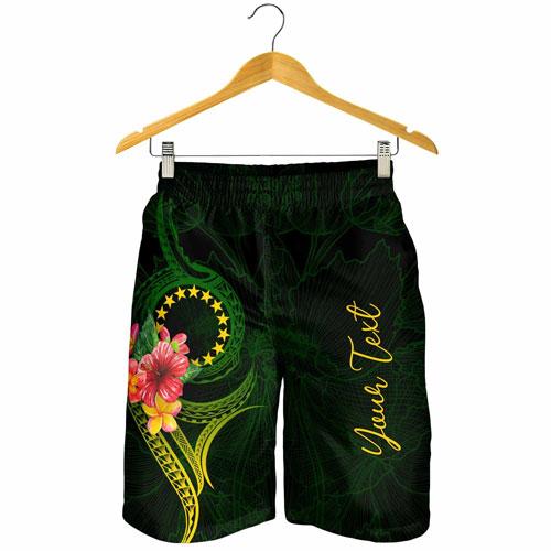 Cook Islands Polynesian Custom Personalised Men Short - Floral With Seal Flag Color