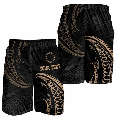 Cook Islands Polynesian Custom Personalised Men Short - Gold Tribal Wave