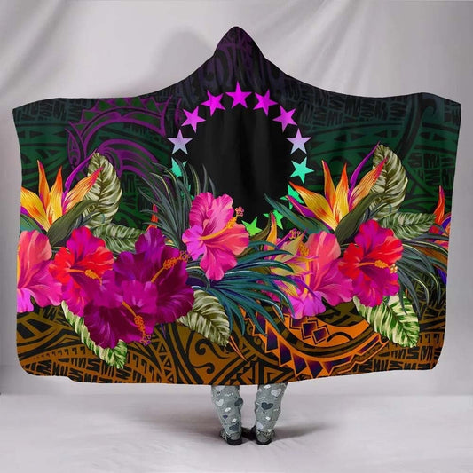Cook Islands Polynesian Hooded Blanket - Summer Hibiscus