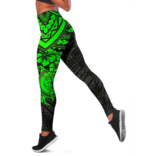 Cook Islands Polynesian Legging - Green Turtle