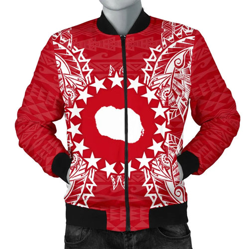 Cook Islands Polynesian Bomber Jacket Map Red White