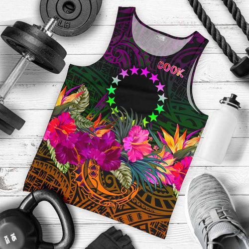 Cook Islands Polynesian Men Tank Top - Summer Hibiscus