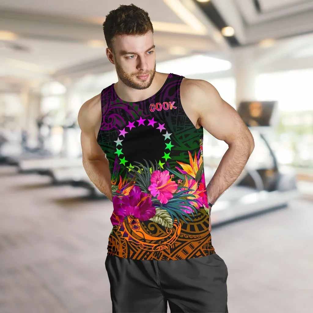 Cook Islands Polynesian Men Tank Top - Summer Hibiscus