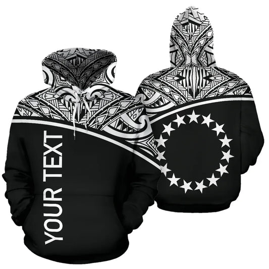 Cook Islands Polynesian Personalised Custom Hoodie Curve Black