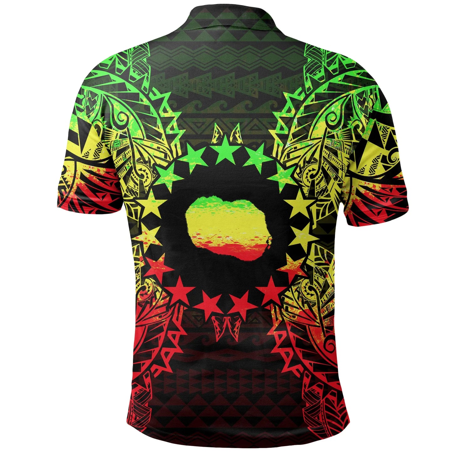 Cook Islands Polo Shirt - Cook Islands Flag Map Polynesian Tattoo Reggae