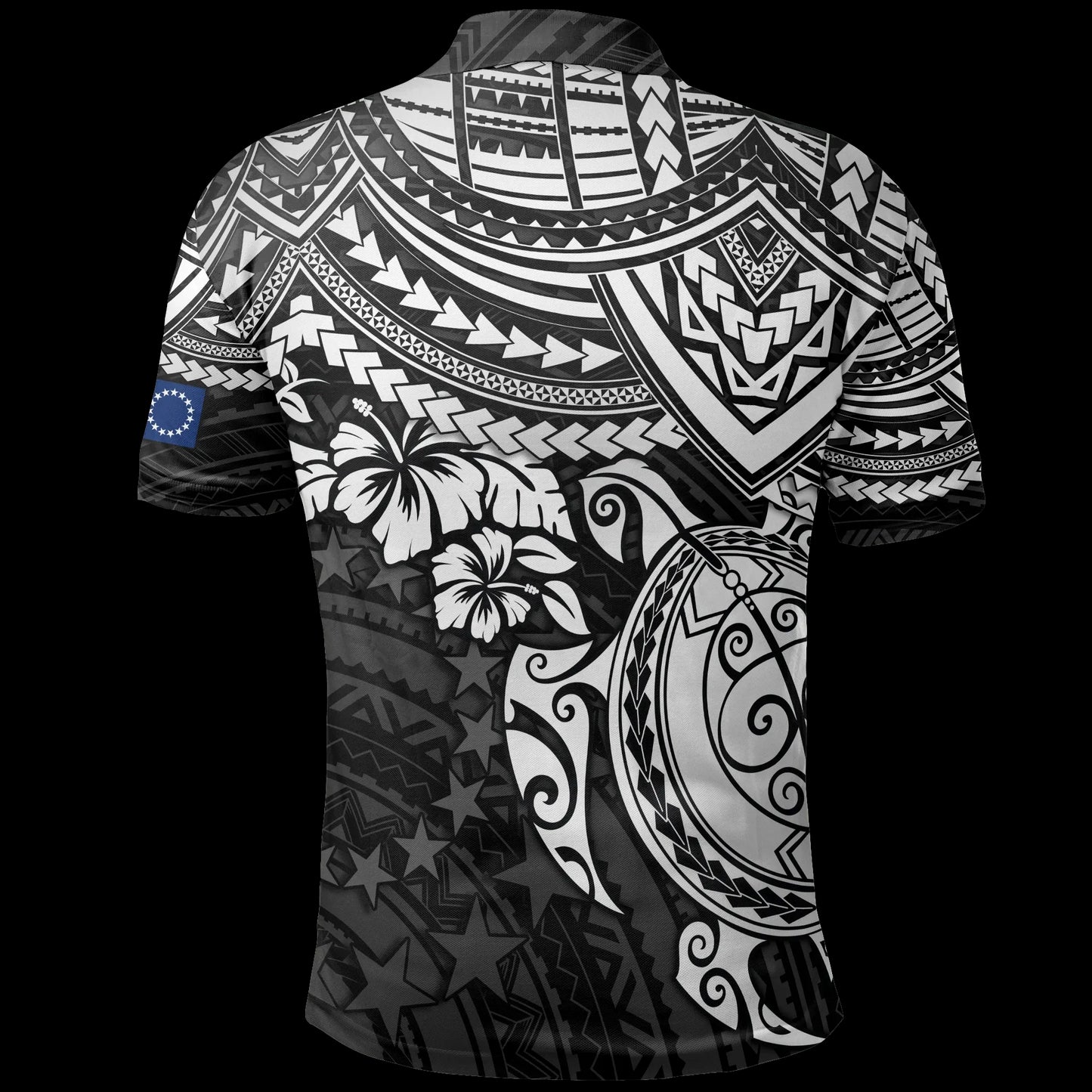 Cook Islands Polo Shirt - Cook Islands Flag White Turtle Hibiscus