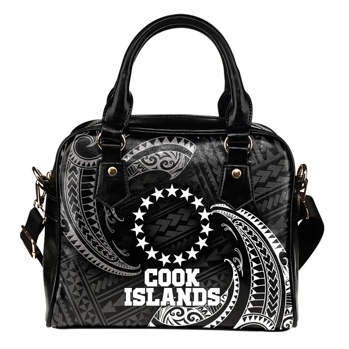 Cook Islands Polynesian Shoulder Handbag - White Tribal Wave