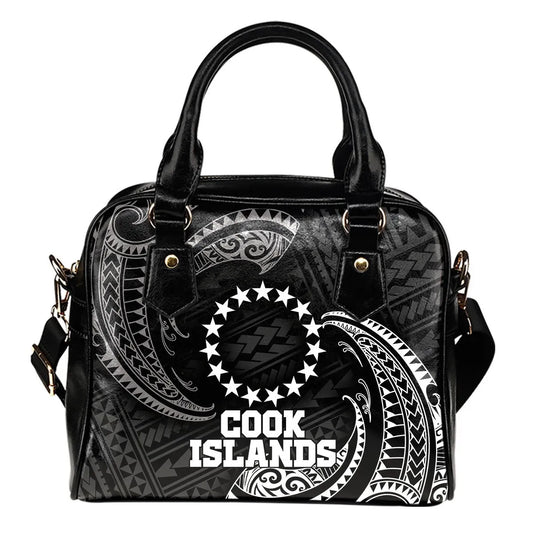 Cook Islands Polynesian Shoulder Handbag - White Tribal Wave