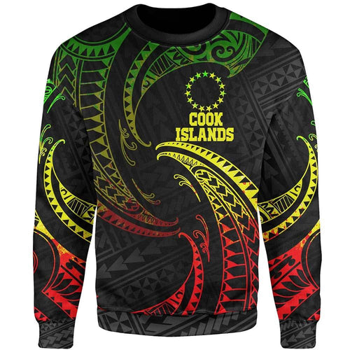 Cook Islands Polynesian Sweatshirt - Reggae Tribal Wave