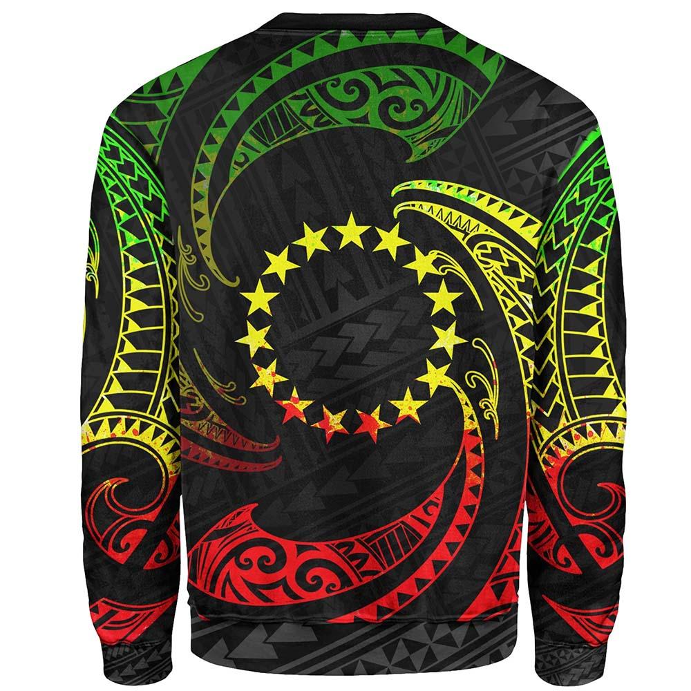Cook Islands Polynesian Sweatshirt - Reggae Tribal Wave