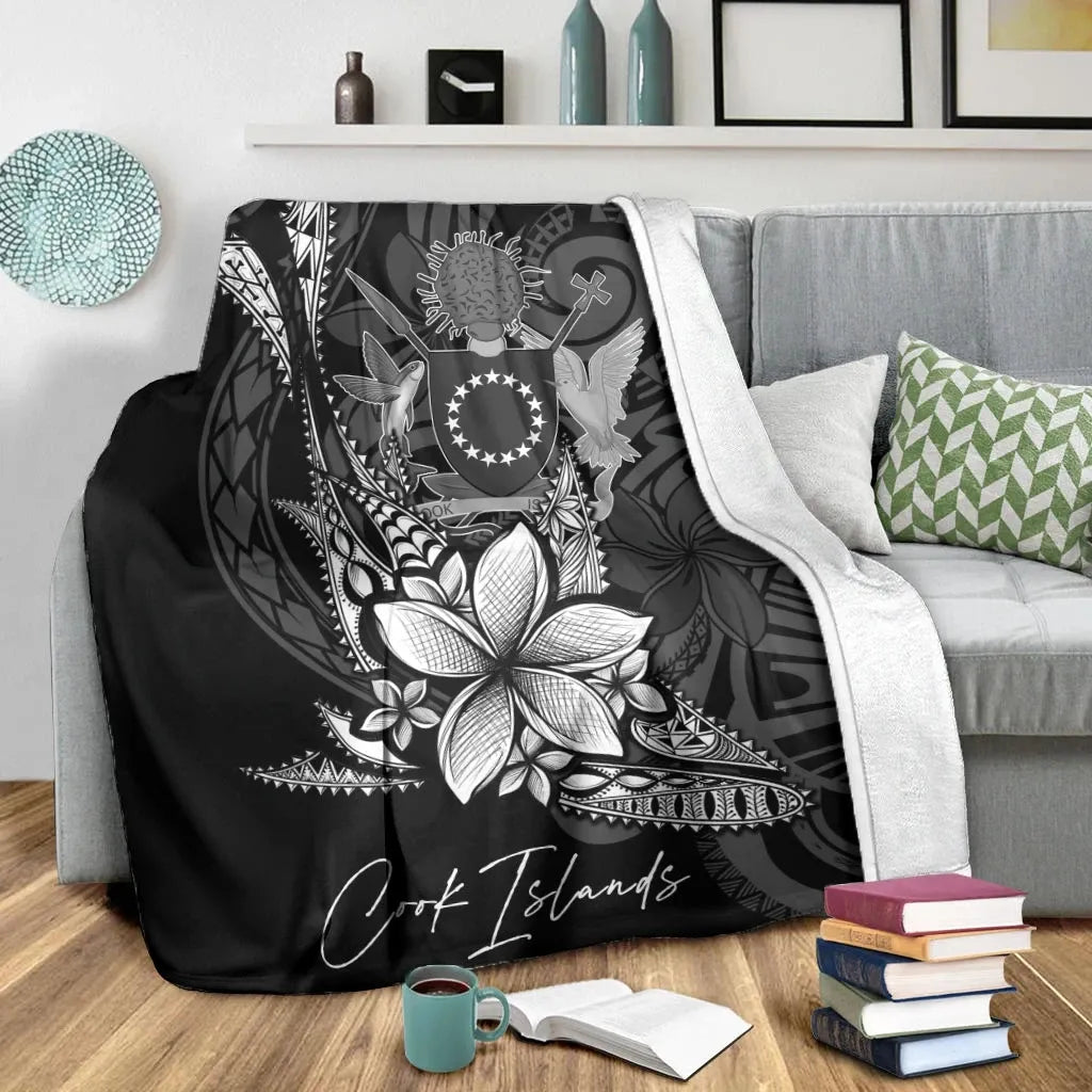 Cook Islands Premium Blanket - Fish With Plumeria Flowers Style