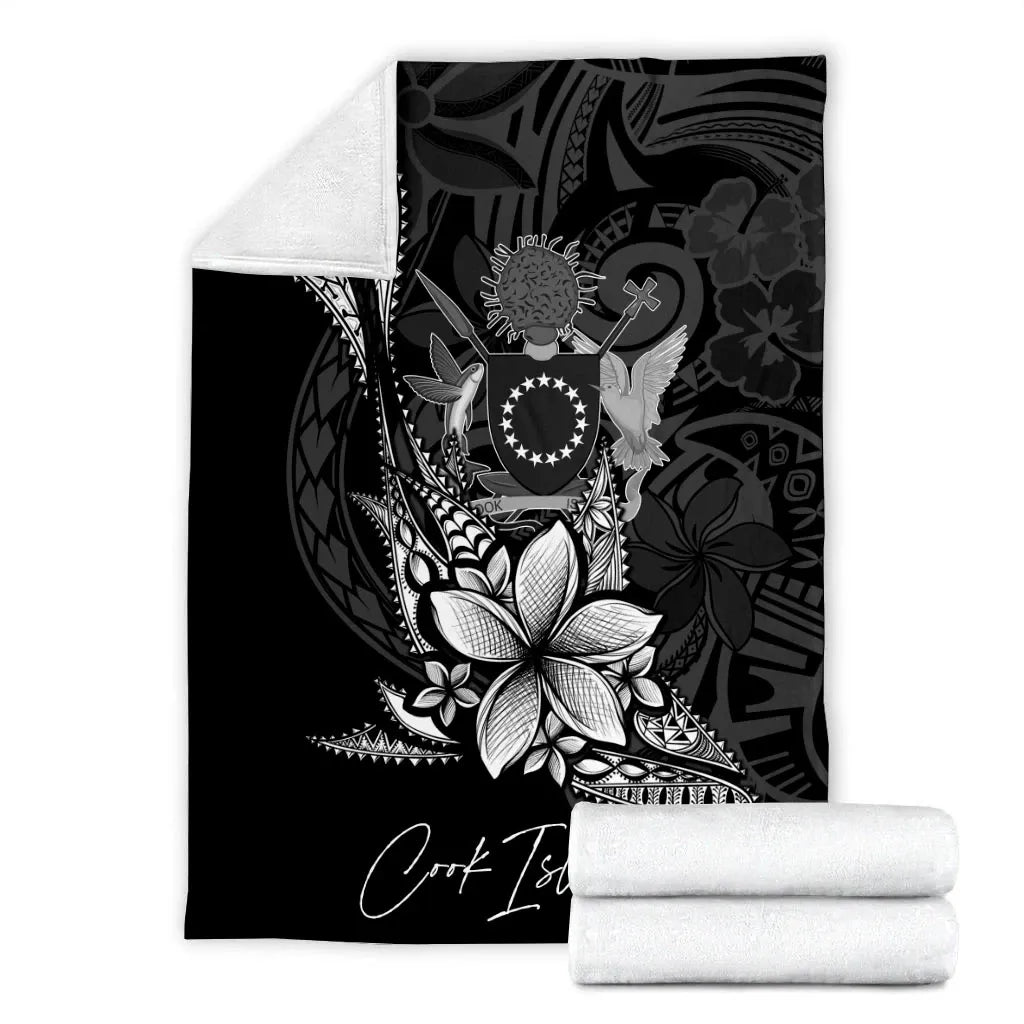 Cook Islands Premium Blanket - Fish With Plumeria Flowers Style