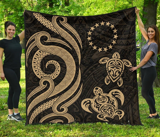 Cook Islands Premium Quilt - Gold Tentacle Turtle