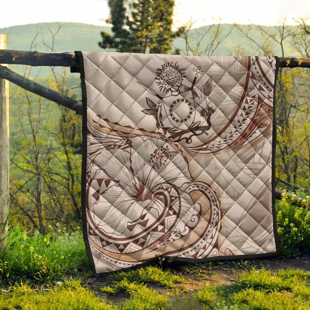 Cook Islands Premium Quilt - Hibiscus Flowers Vintage Style