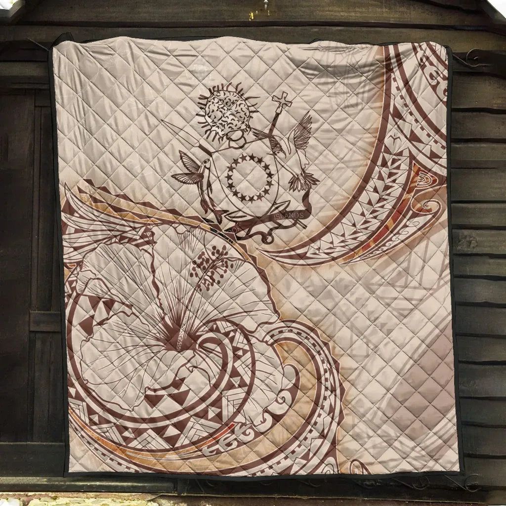 Cook Islands Premium Quilt - Hibiscus Flowers Vintage Style