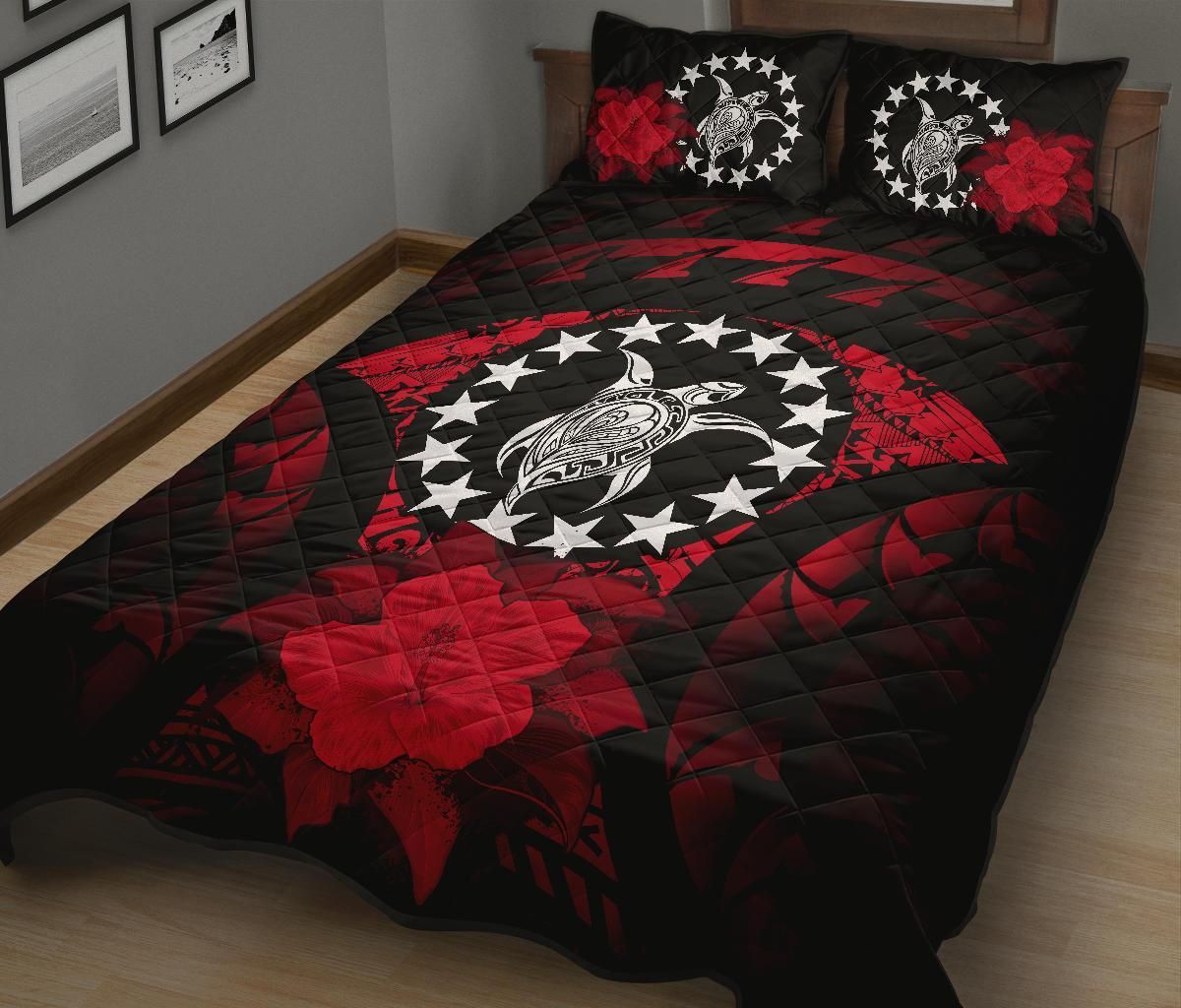 Cook Islands Polynesian Quilt Bed Set Hibiscus Red