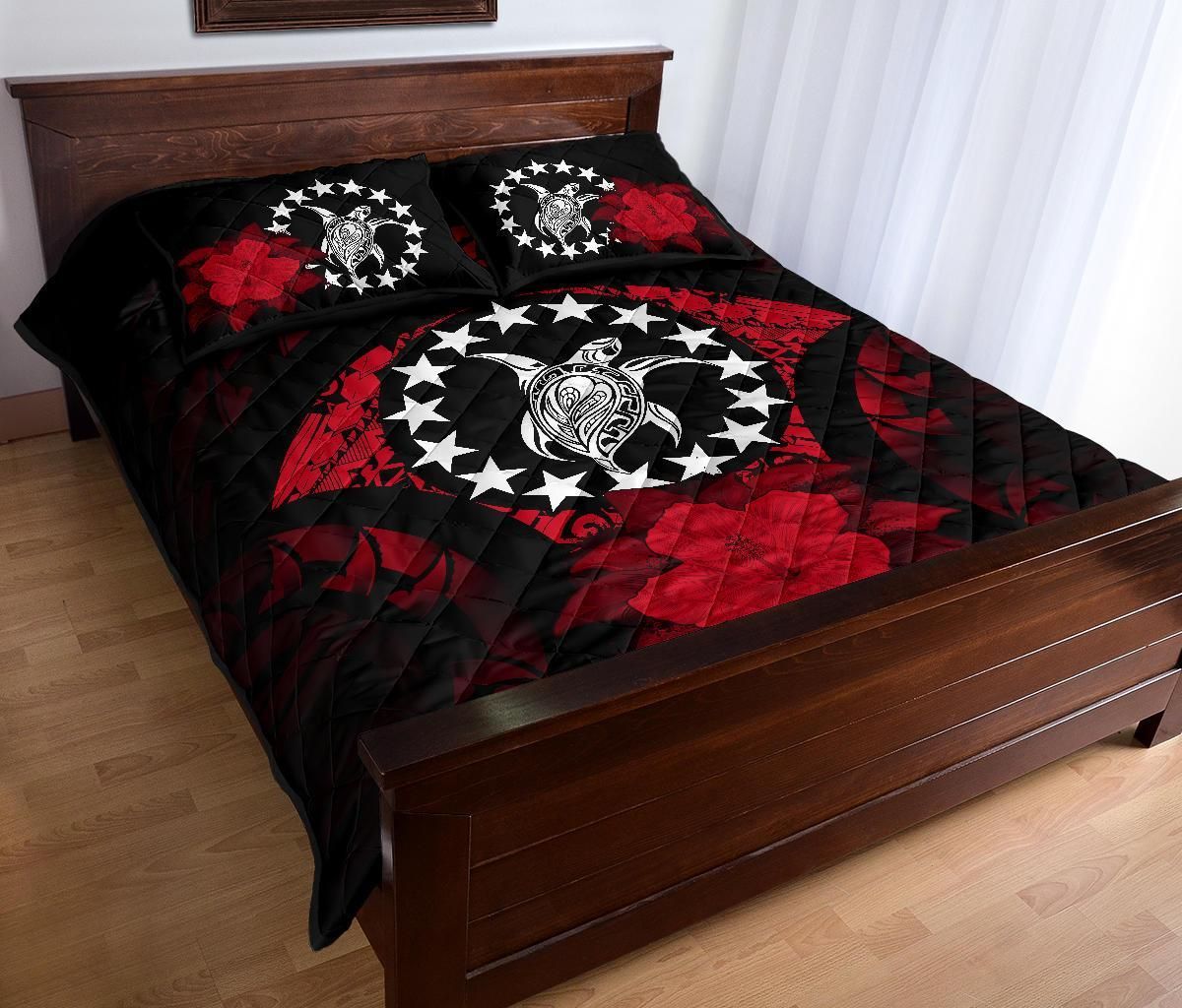Cook Islands Polynesian Quilt Bed Set Hibiscus Red