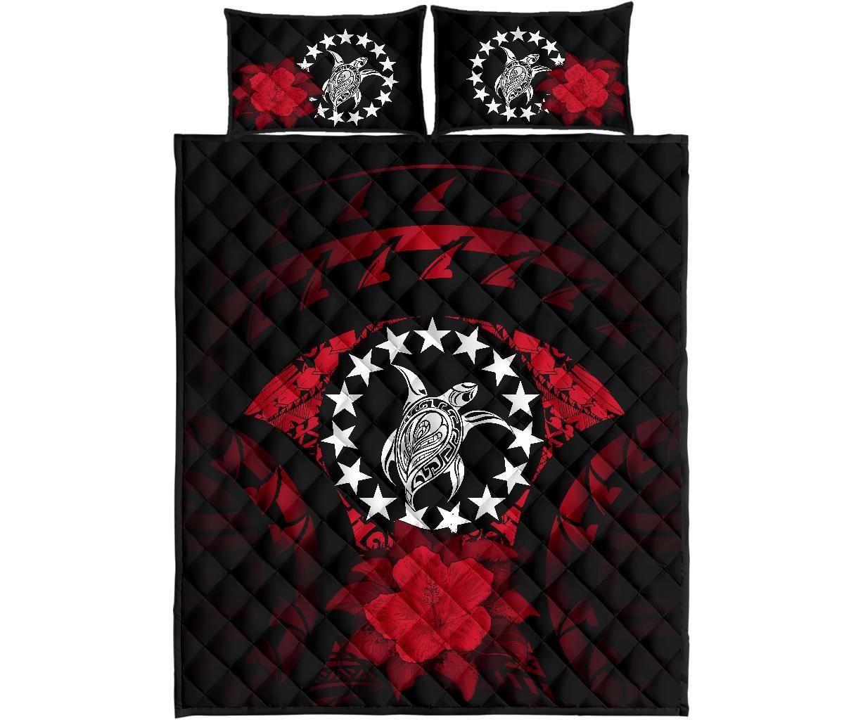 Cook Islands Polynesian Quilt Bed Set Hibiscus Red