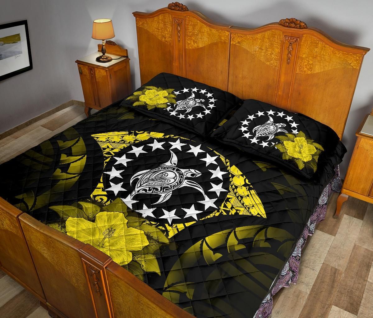 Cook Islands Polynesian Quilt Bed Set Hibiscus Yellow