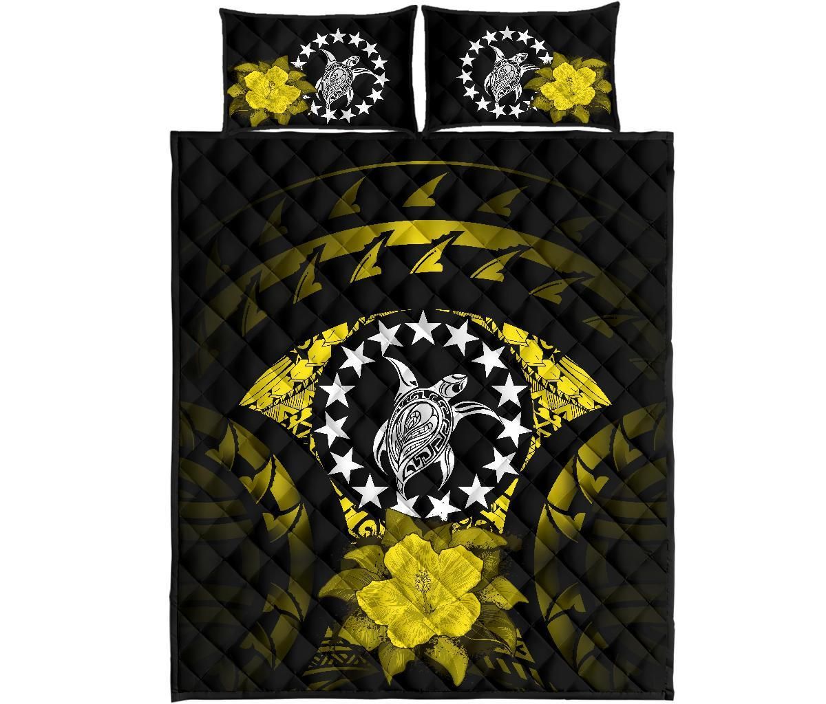 Cook Islands Polynesian Quilt Bed Set Hibiscus Yellow