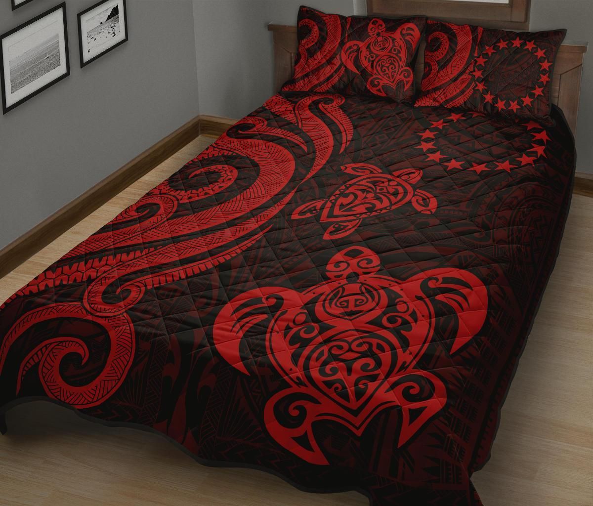 Cook Islands Quilt Bed Set - Red Tentacle Turtle