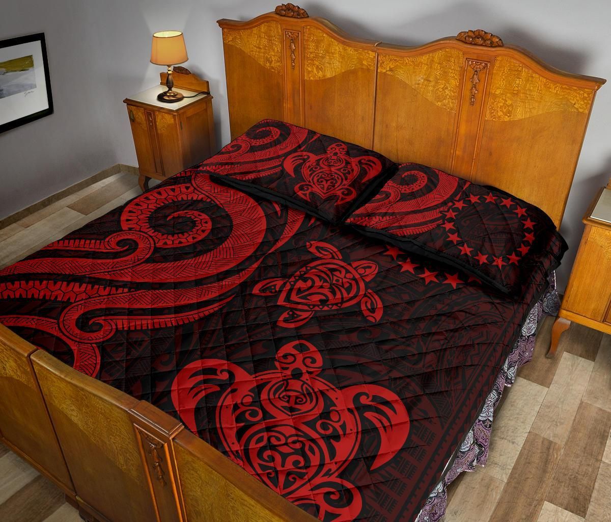 Cook Islands Quilt Bed Set - Red Tentacle Turtle
