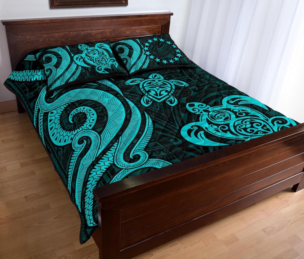 Cook Islands Quilt Bed Set - Turquoise Tentacle Turtle