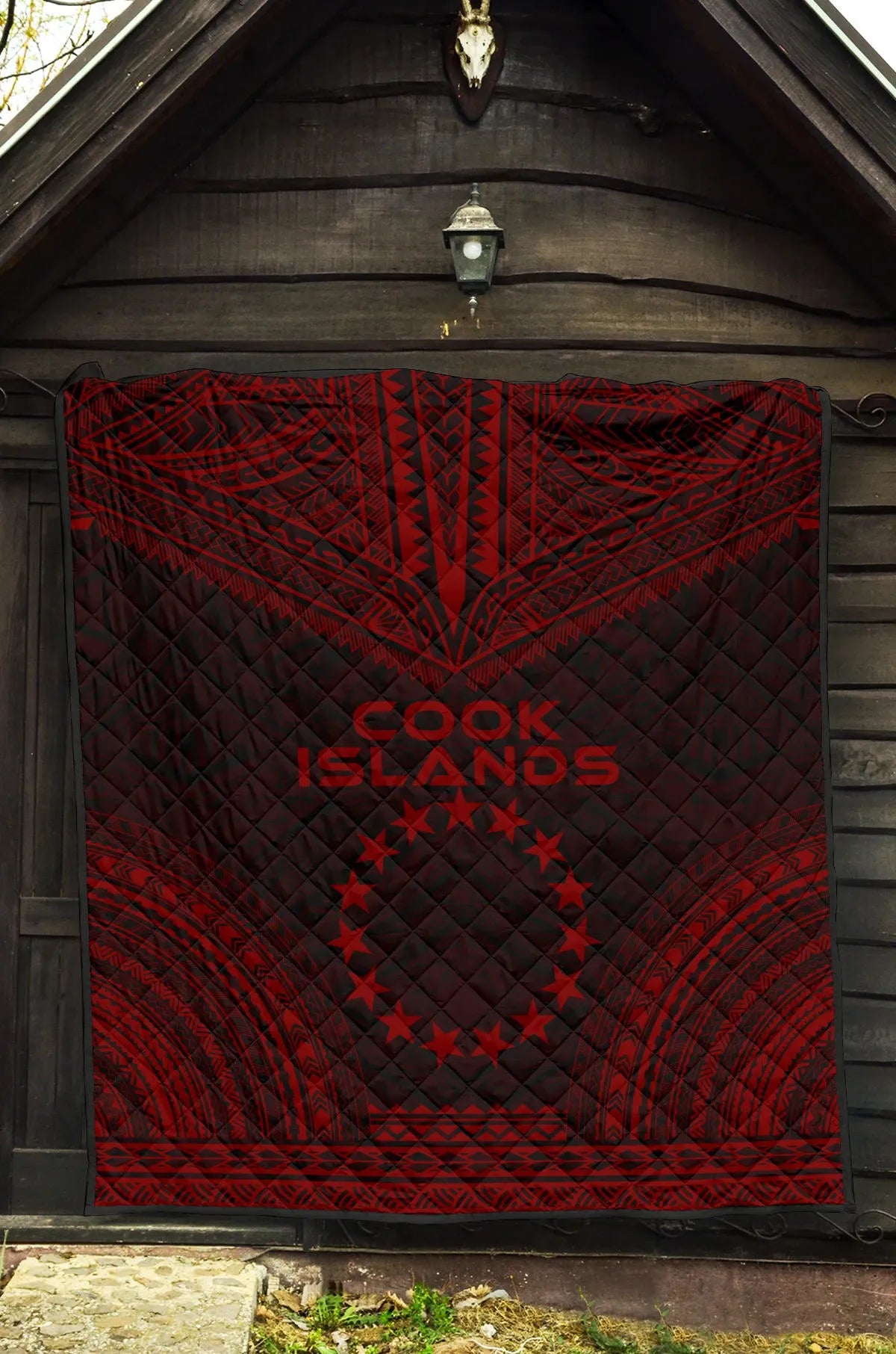 Cook Islands Premium Quilt - Cook Islands Flag Polynesian Chief Red Version