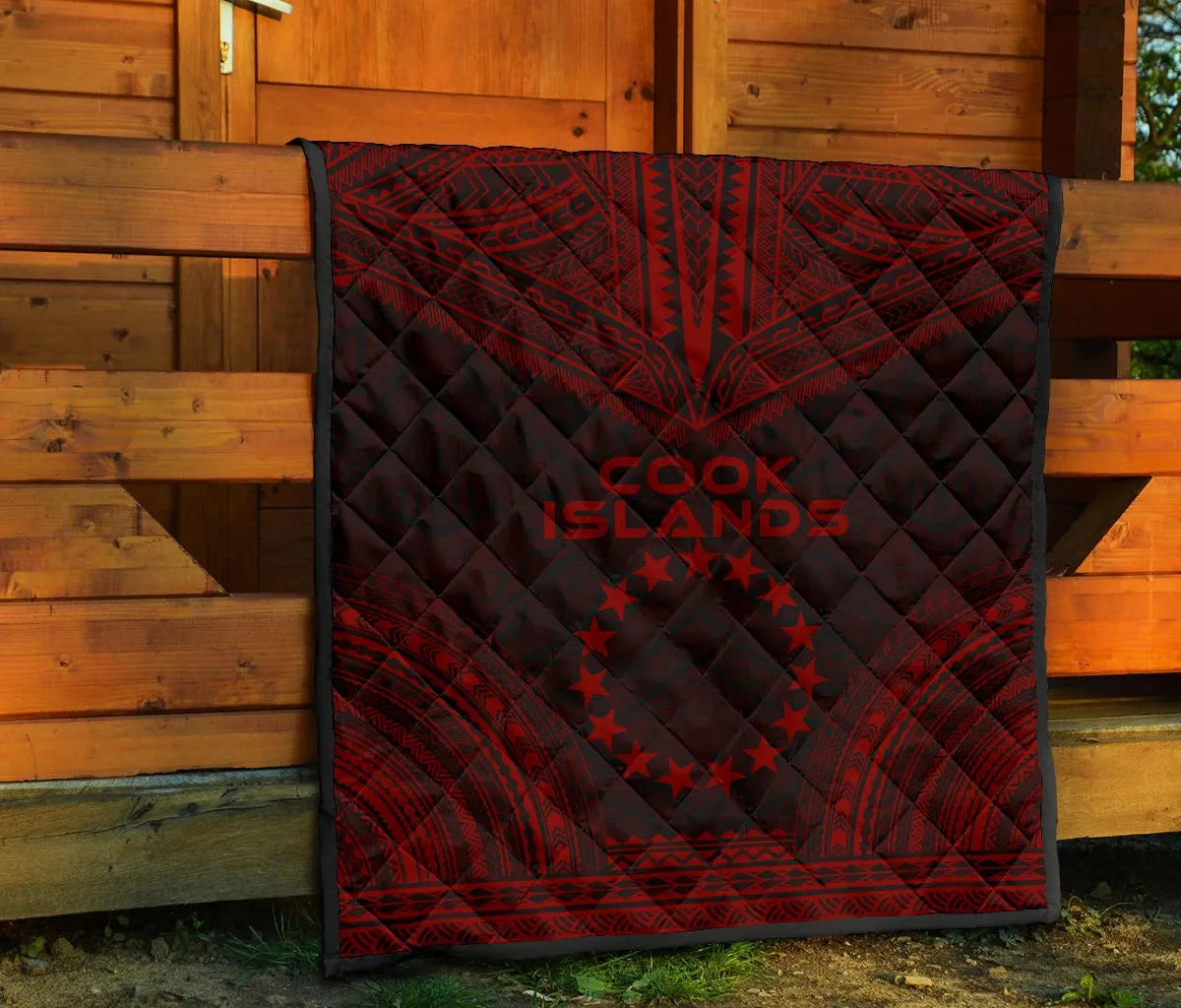 Cook Islands Premium Quilt - Cook Islands Flag Polynesian Chief Red Version