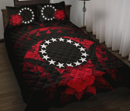 Cook Islands Polynesian Quilt Bed Set Hibiscus Red