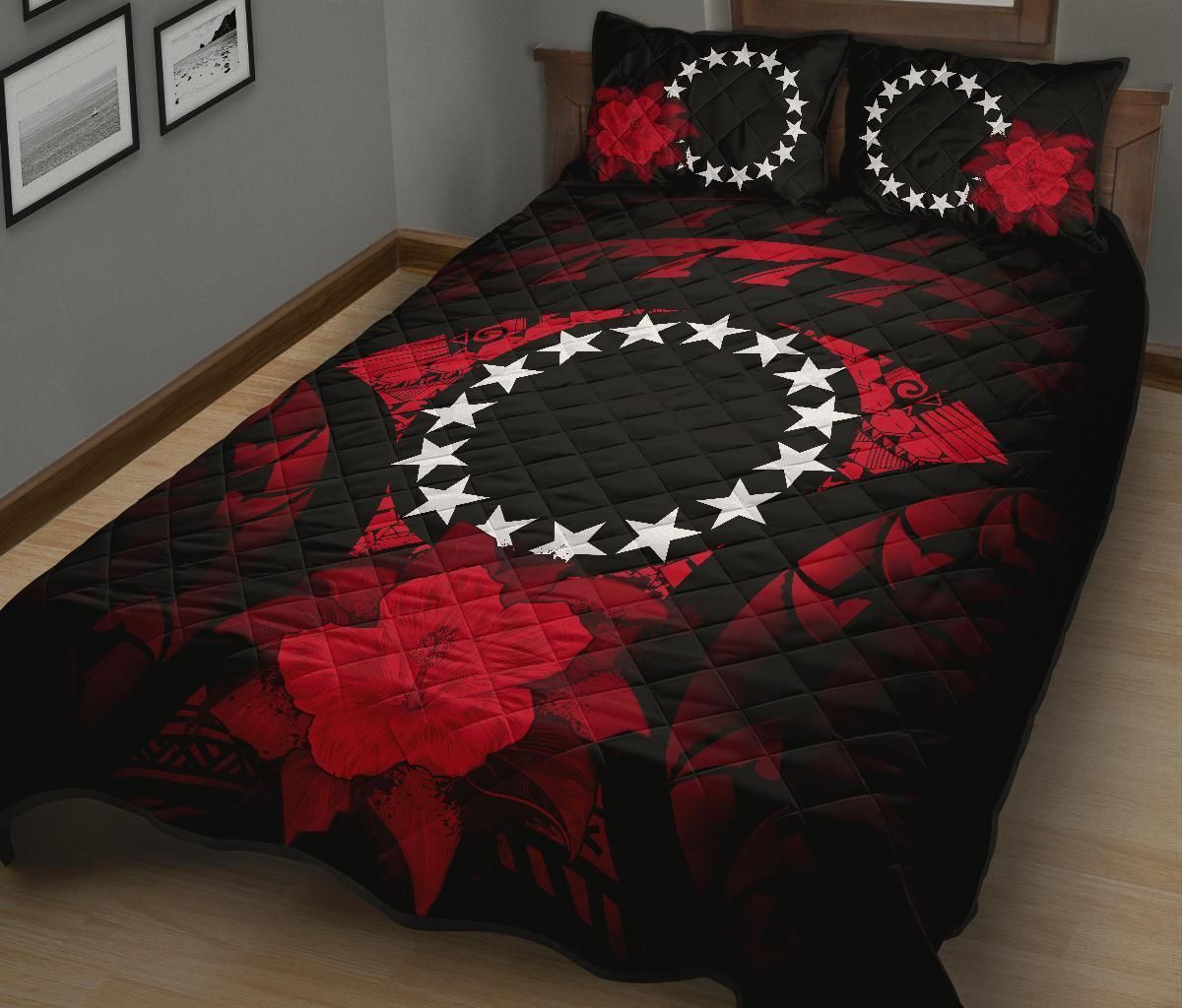 Cook Islands Polynesian Quilt Bed Set Hibiscus Red