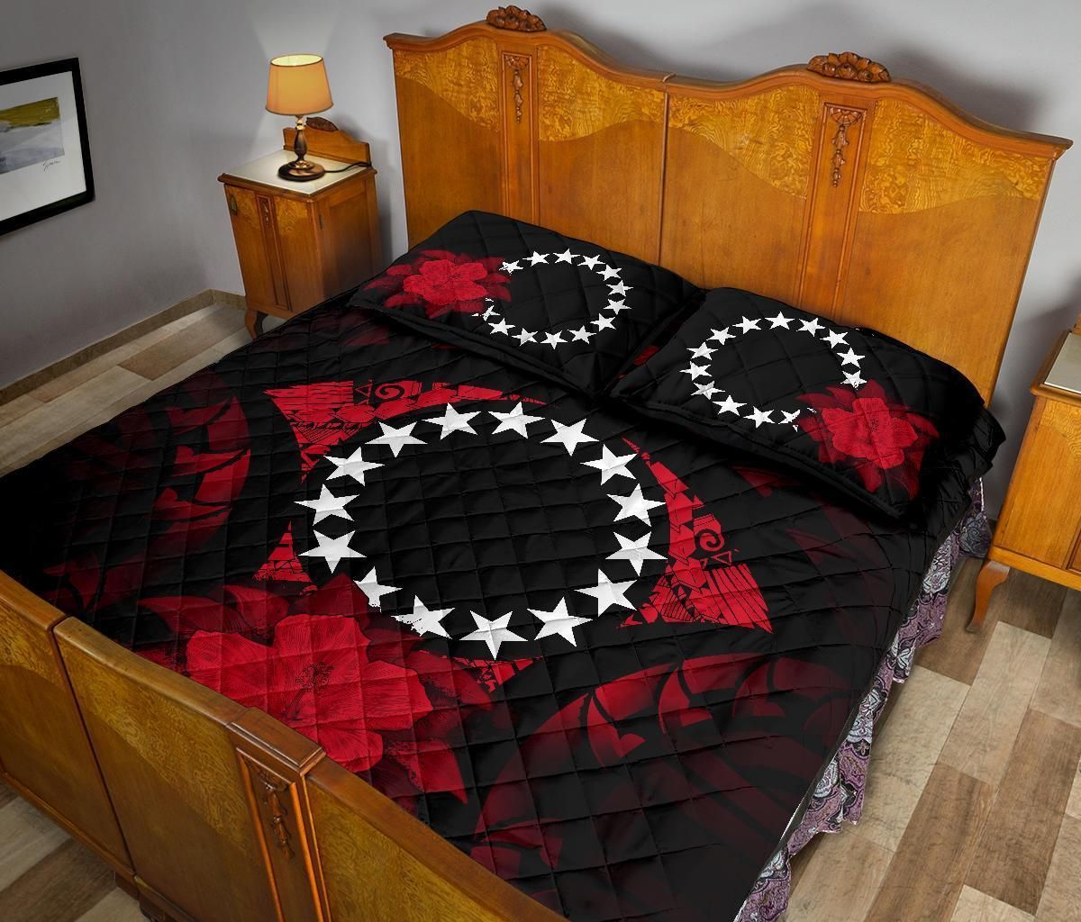 Cook Islands Polynesian Quilt Bed Set Hibiscus Red