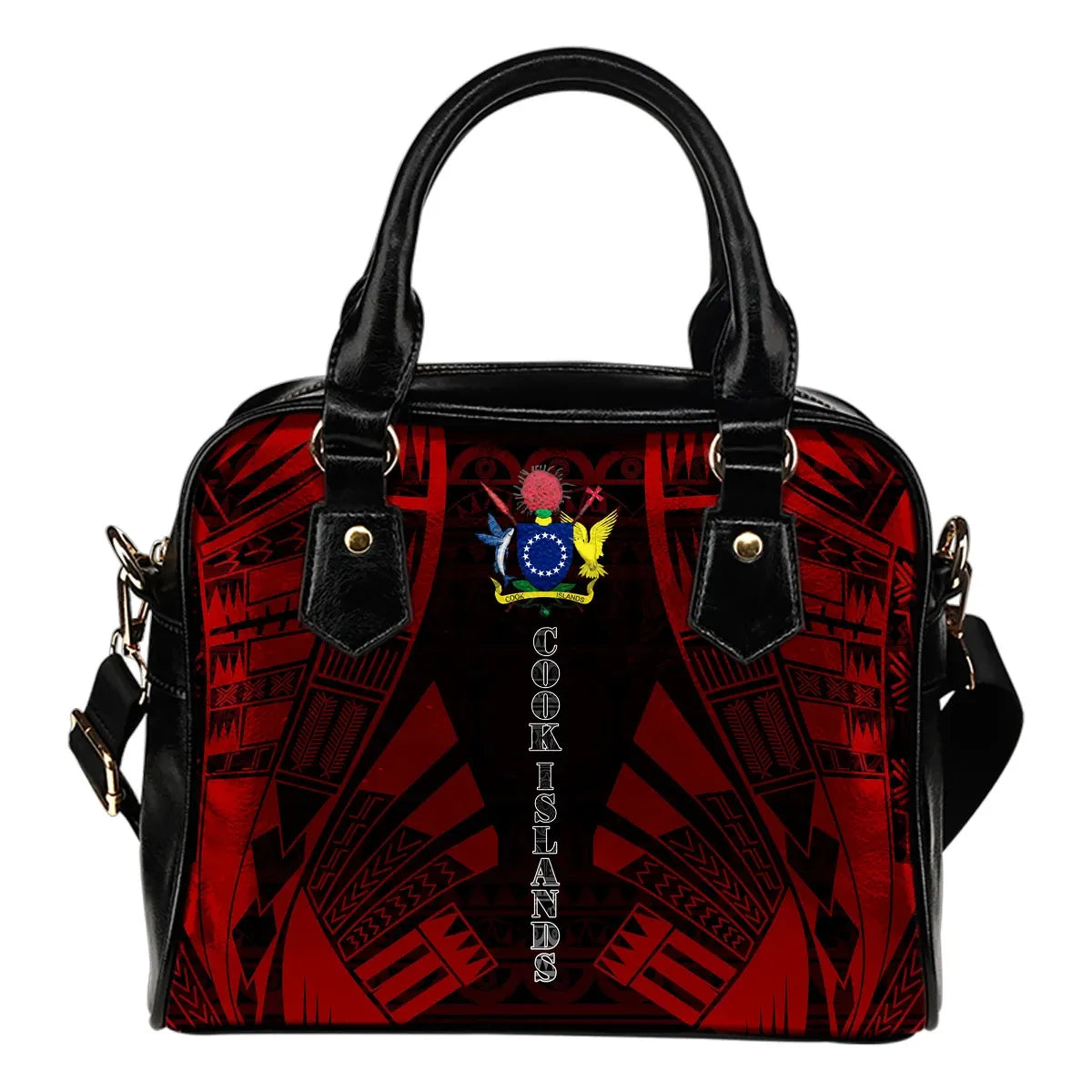 Cook Islands Shoulder Handbag - Polynesian Tattoo Red