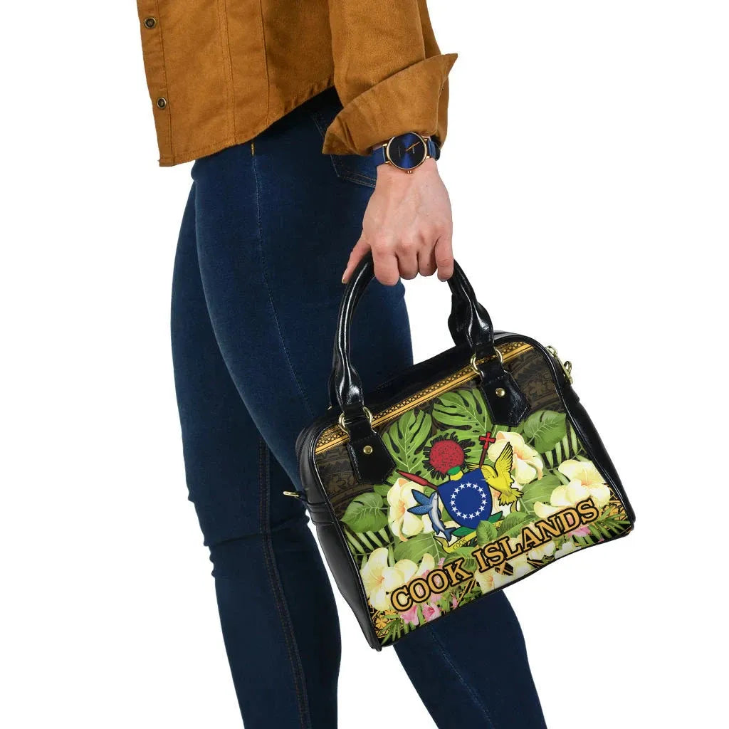 Cook Islands Shoulder Handbag - Polynesian Gold Patterns Collection