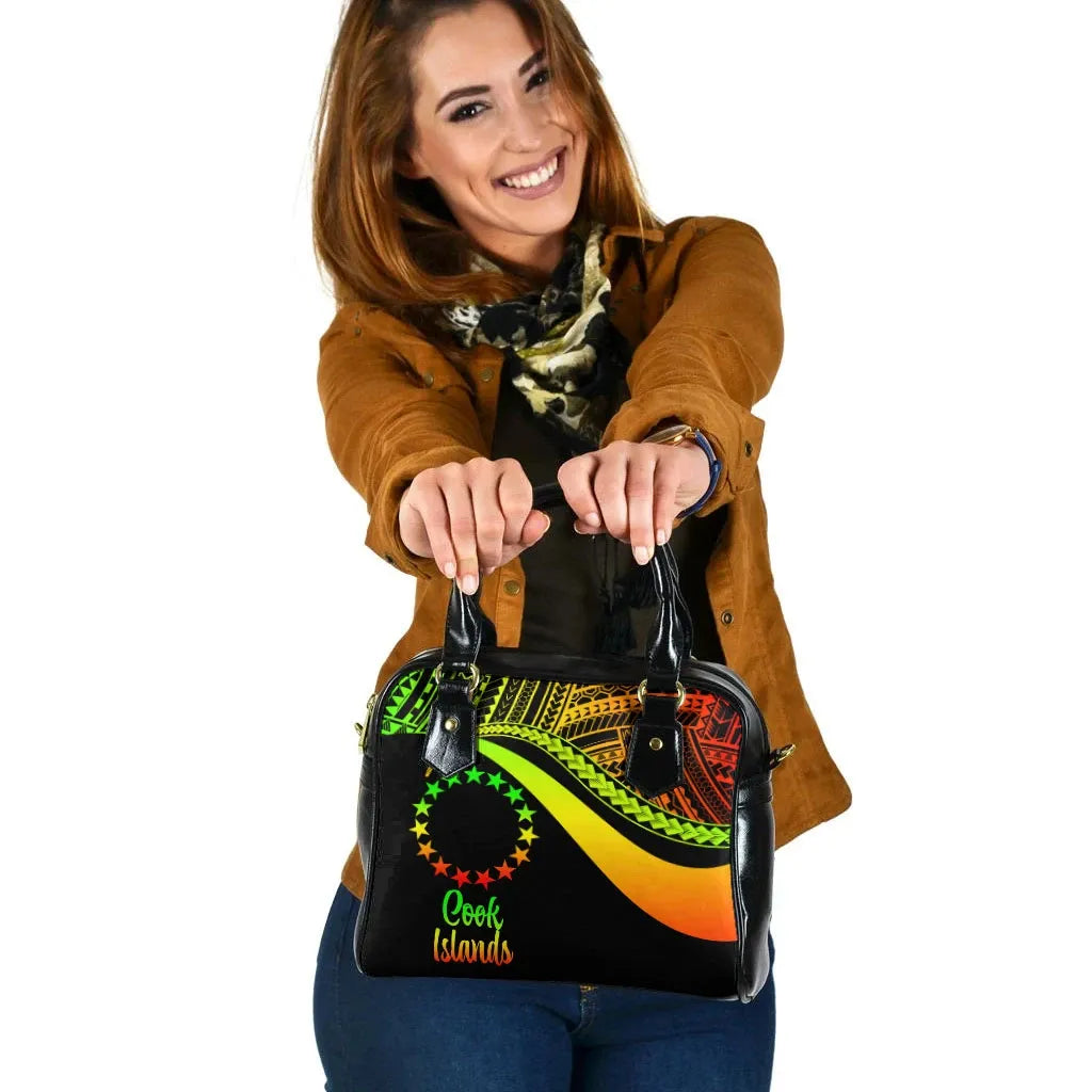 Cook Islands Shoulder Handbag - Reggae Polynesian Tentacle Tribal Pattern