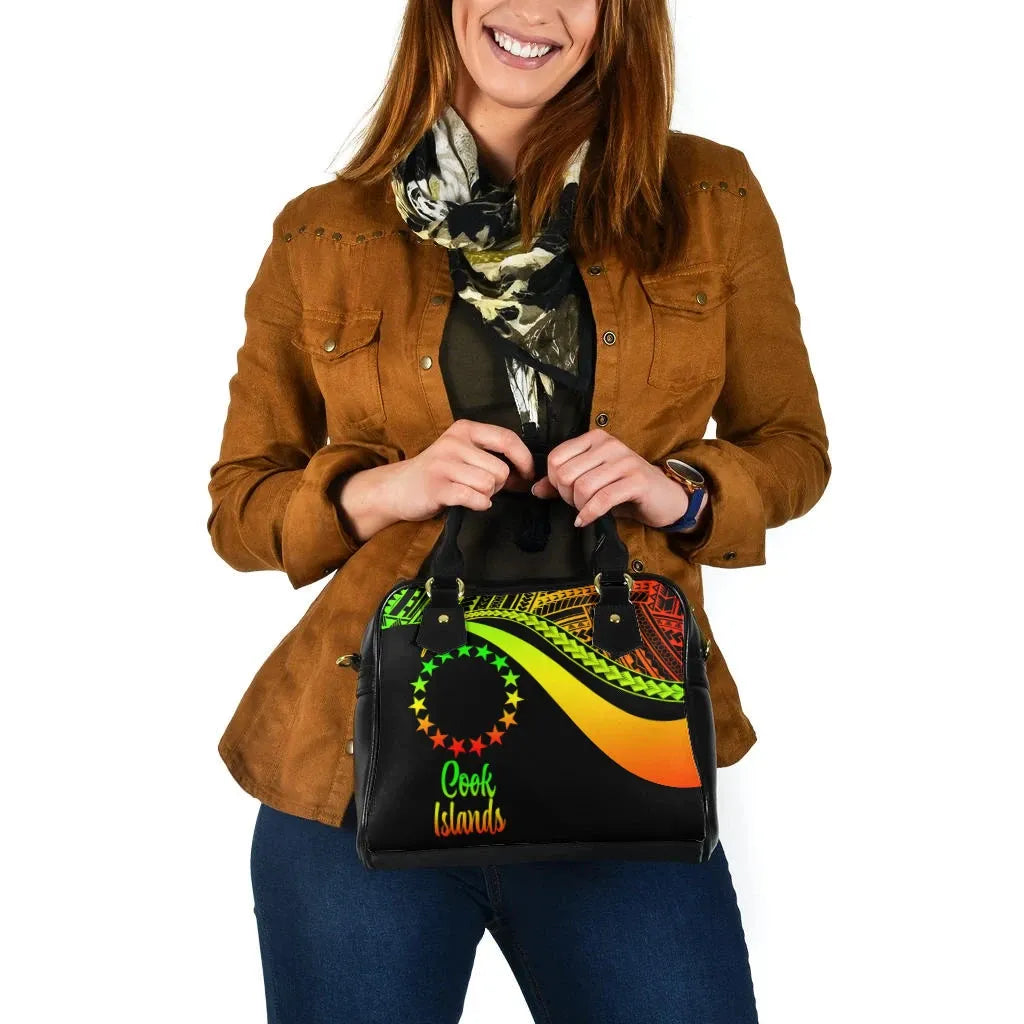 Cook Islands Shoulder Handbag - Reggae Polynesian Tentacle Tribal Pattern