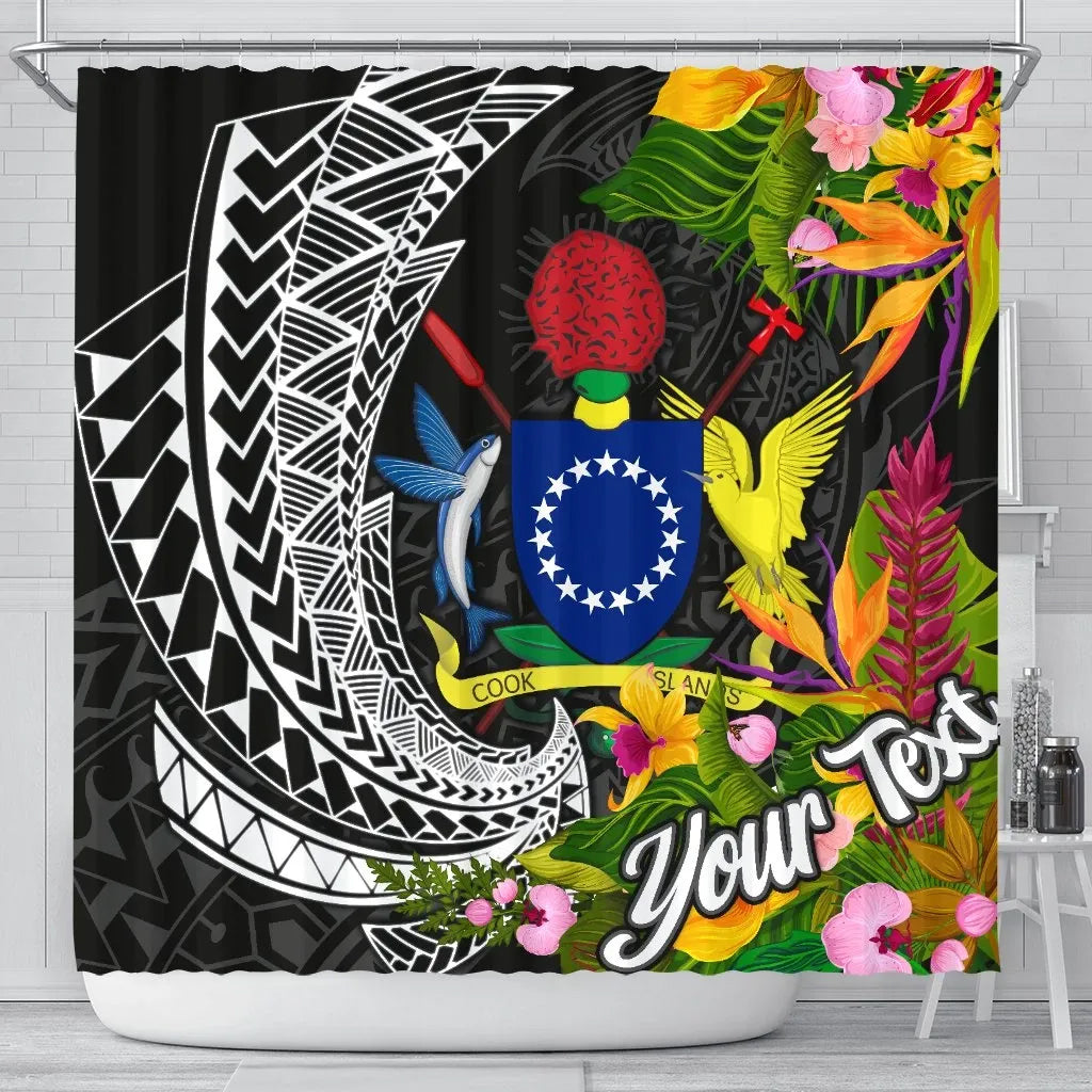 Cook Islands Shower Curtains - Custom Personalised Seal Spiral Polynesian Patterns