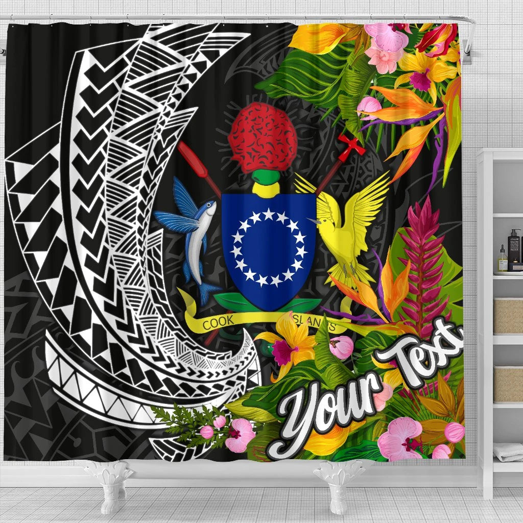 Cook Islands Shower Curtains - Custom Personalised Seal Spiral Polynesian Patterns