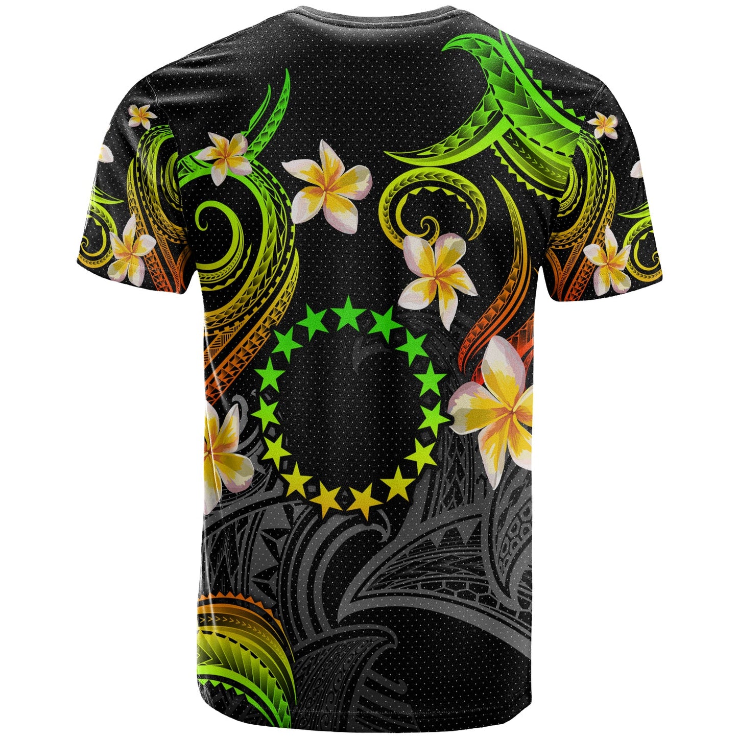 Cook Islands T-shirt - Custom Personalised Polynesian Waves with Plumeria Flowers (Reggae)