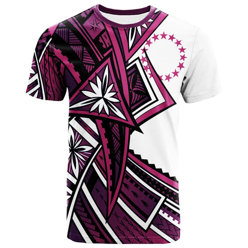 Cook Islands T-Shirt - Tribal Flower Special Pattern Purple Color