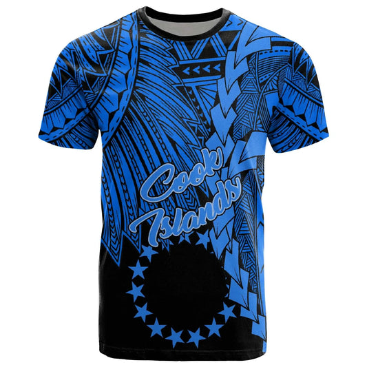 Cook Islands T-Shirt - Tribal Wave Tattoo Blue