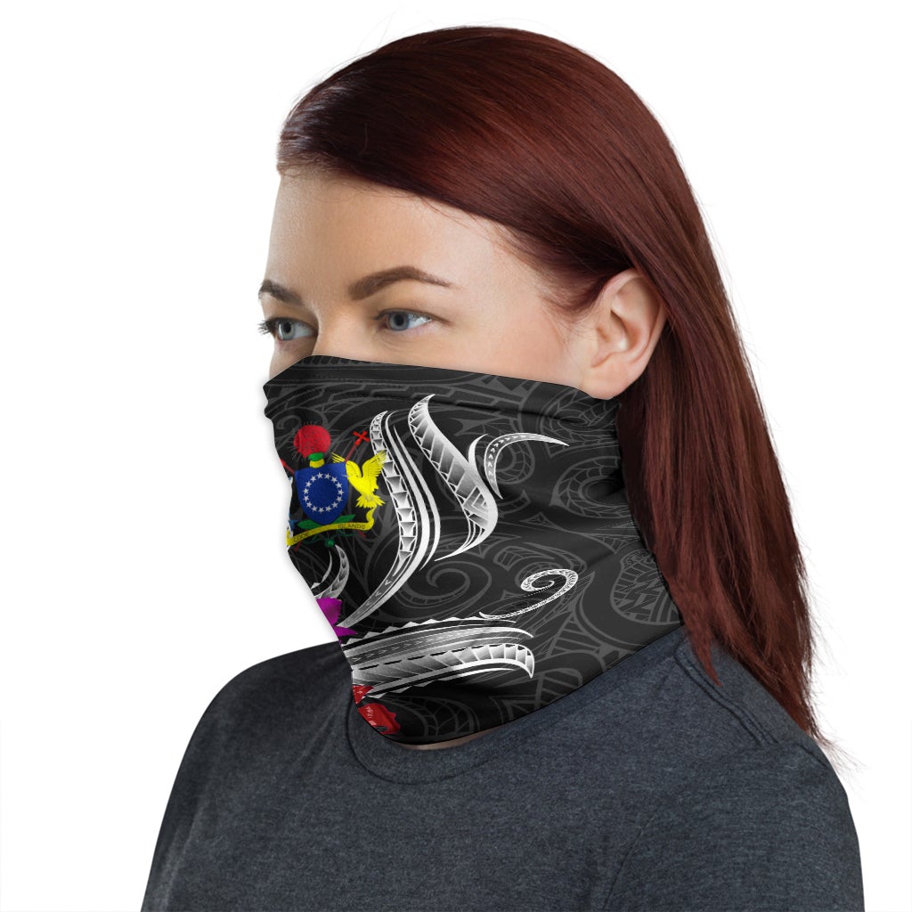 Cook Islands Neck Gaiter Tropical Flower with Polynesian Pattern