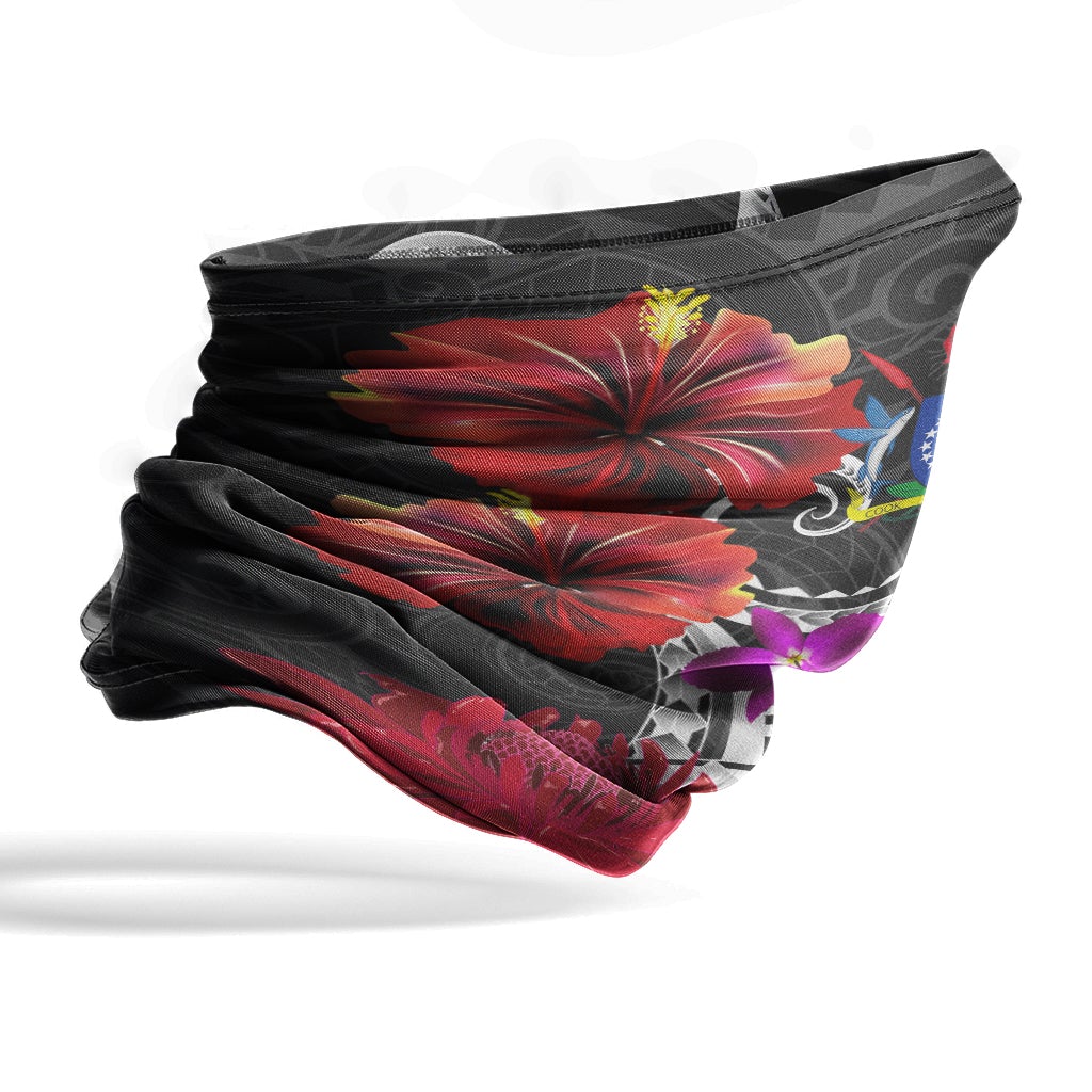 Cook Islands Neck Gaiter Tropical Flower with Polynesian Pattern